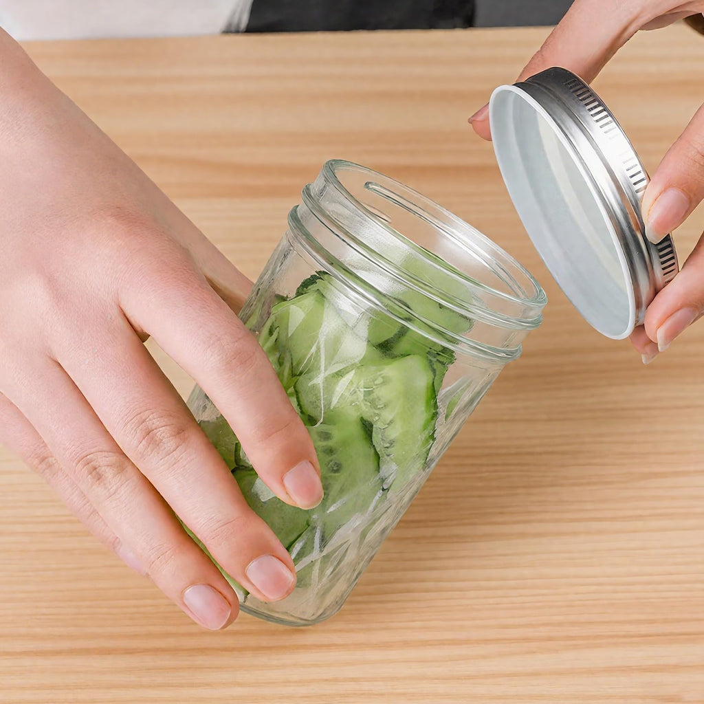 12oz Glass Mason Jars 6 Pack Airtight Lids T117