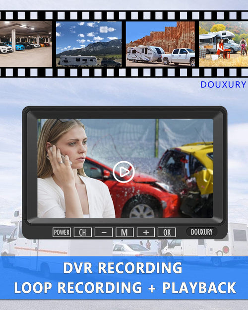 1080P Wireless Backup Camera System with 7'' Monitor IP69K Waterproof Q12896