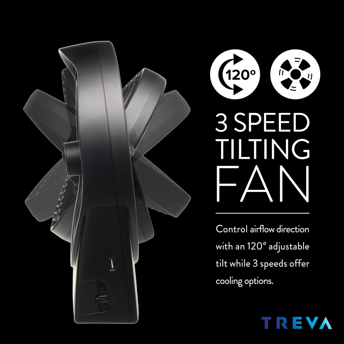 Rechargeable Battery Powered 3-Speed Personal Fan M4144