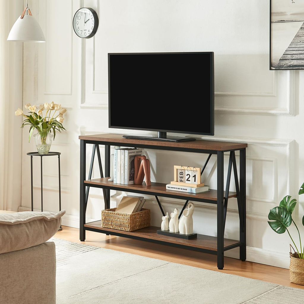 Brown 3 Tier Console Table with Open Shelves Y147