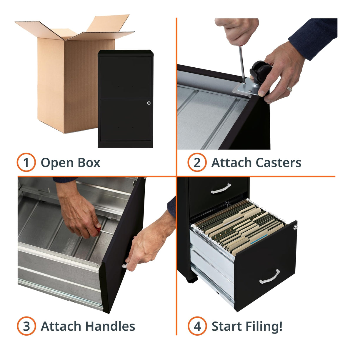 2-Drawer Mobile File Cabinet, Black W86645