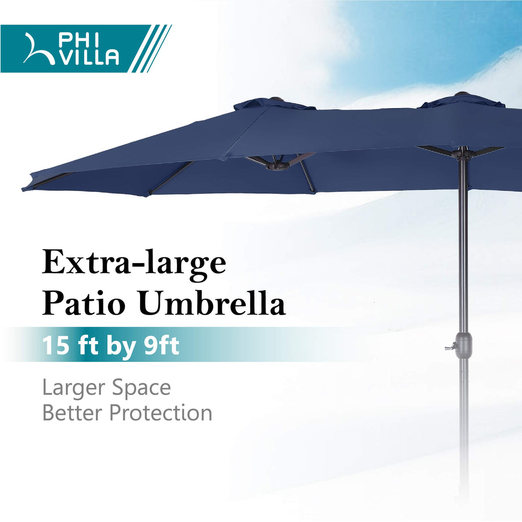 15FT Double-Sided Patio Umbrella with Base P6623
