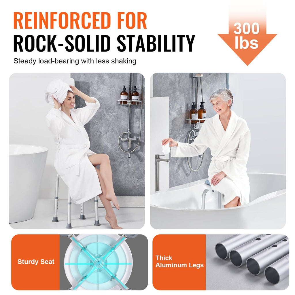 Adjustable Non-Slip Shower Chair 300 lbs Capacity A82140