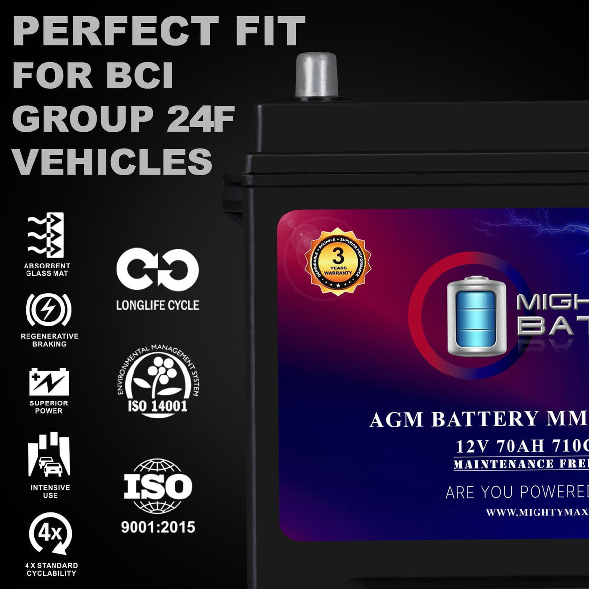 12V 70Ah AGM Replacement Battery B304