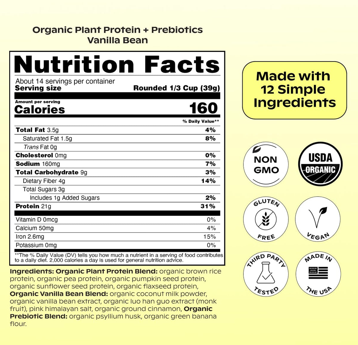 Vanilla Plant Protein 21g 14 Servings T5048