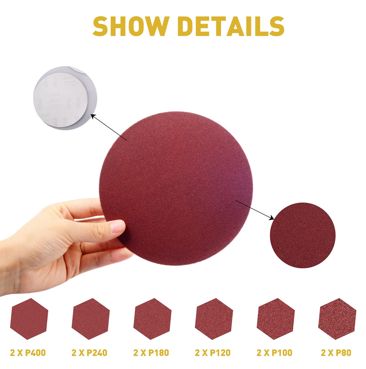 4 x 36 Aluminum Oxide Sanding Belts and 6 Inch Self Stick Sanding Discs 22 Pcs W8271