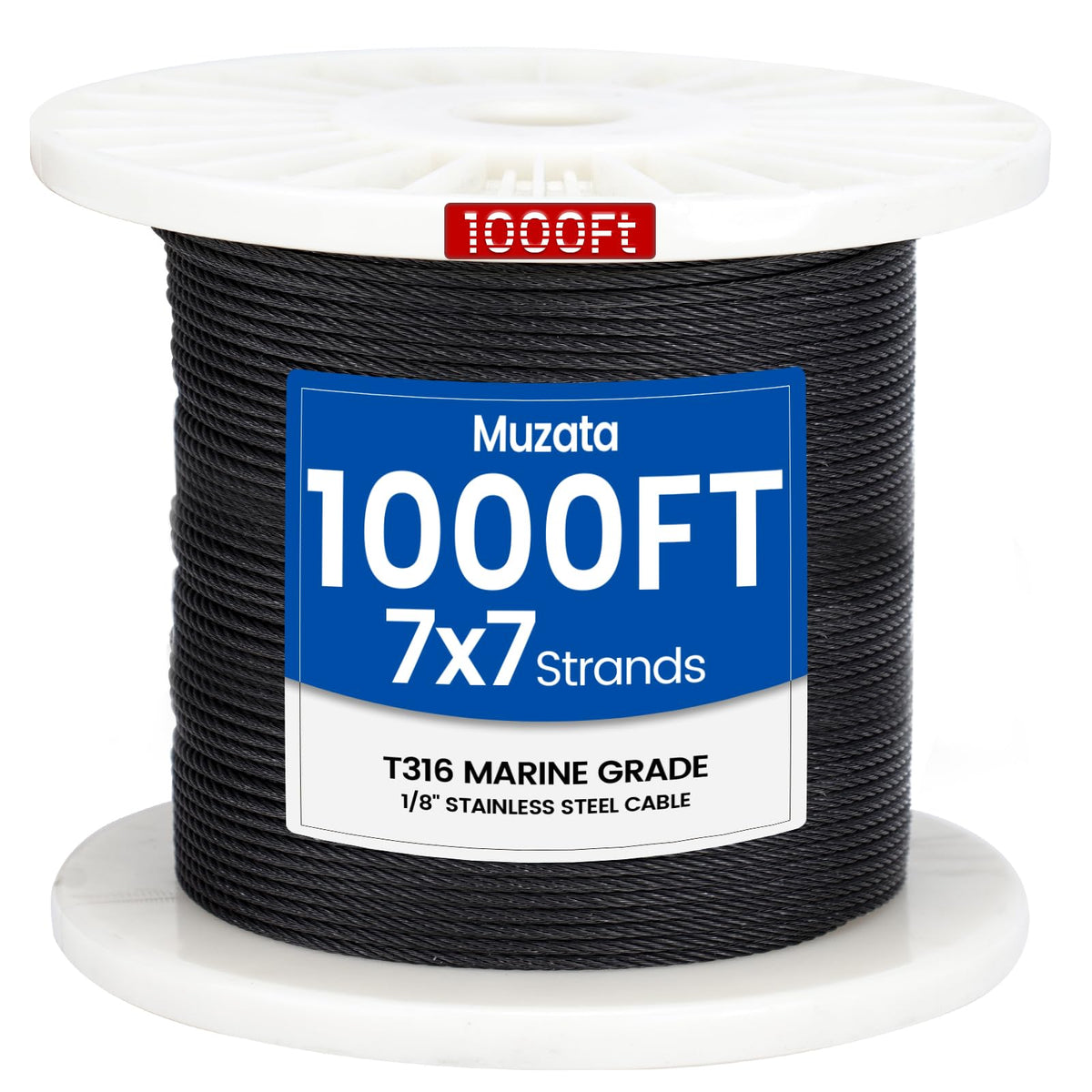 1/8" Black T316 Stainless Steel Cable Railing Wire Rope L3937