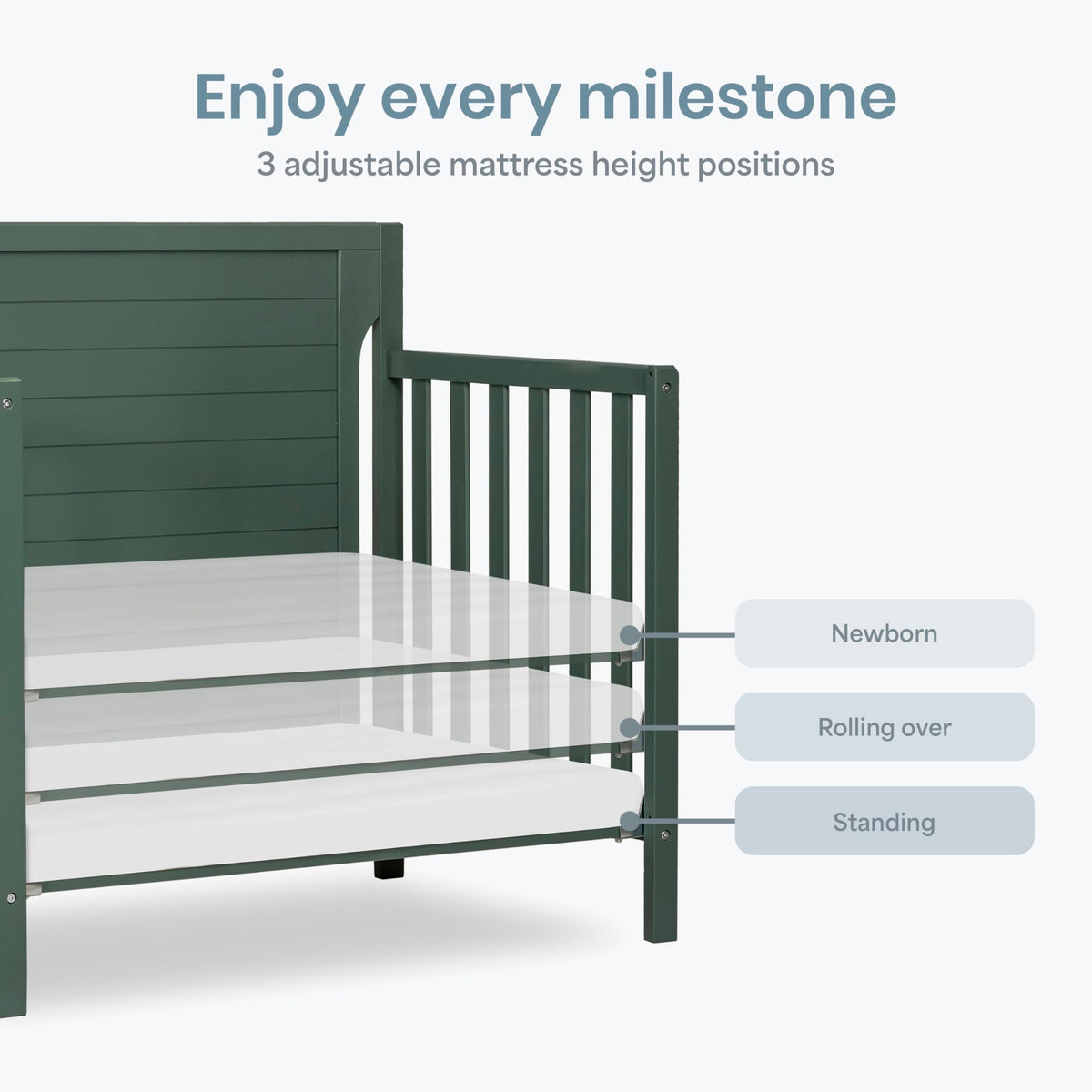 4-in-1 Convertible Mini Baby Crib with Mattress Pad O8925