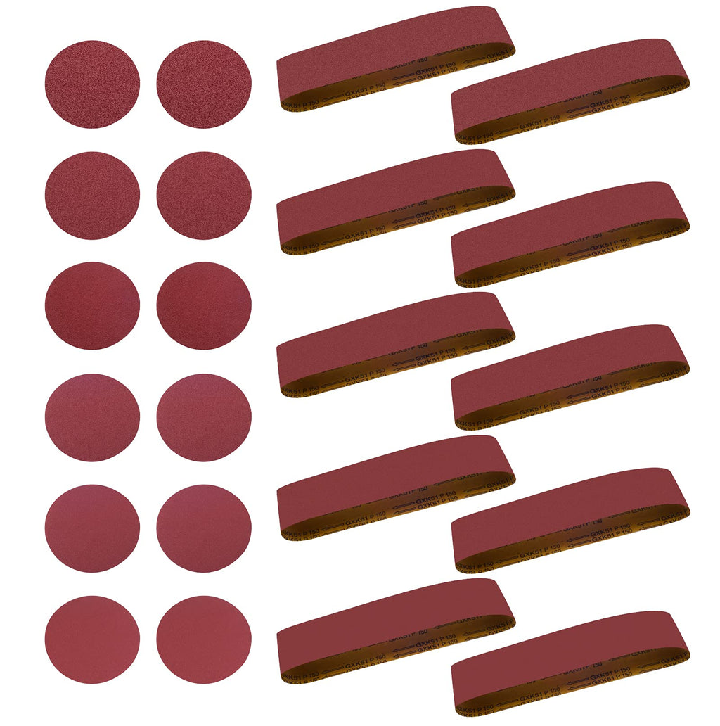 4 x 36 Aluminum Oxide Sanding Belts and 6 Inch Self Stick Sanding Discs 22 Pcs W8271