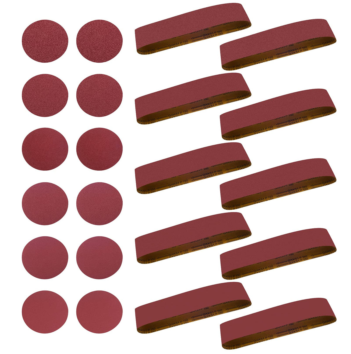 4 x 36 Aluminum Oxide Sanding Belts and 6 Inch Self Stick Sanding Discs 22 Pcs W8271