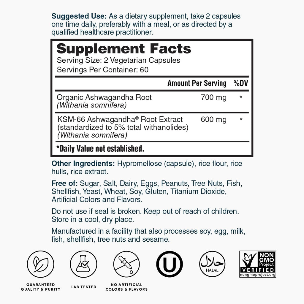 Extra Strength Organic Ashwagandha Root Extract 120 Ct A410