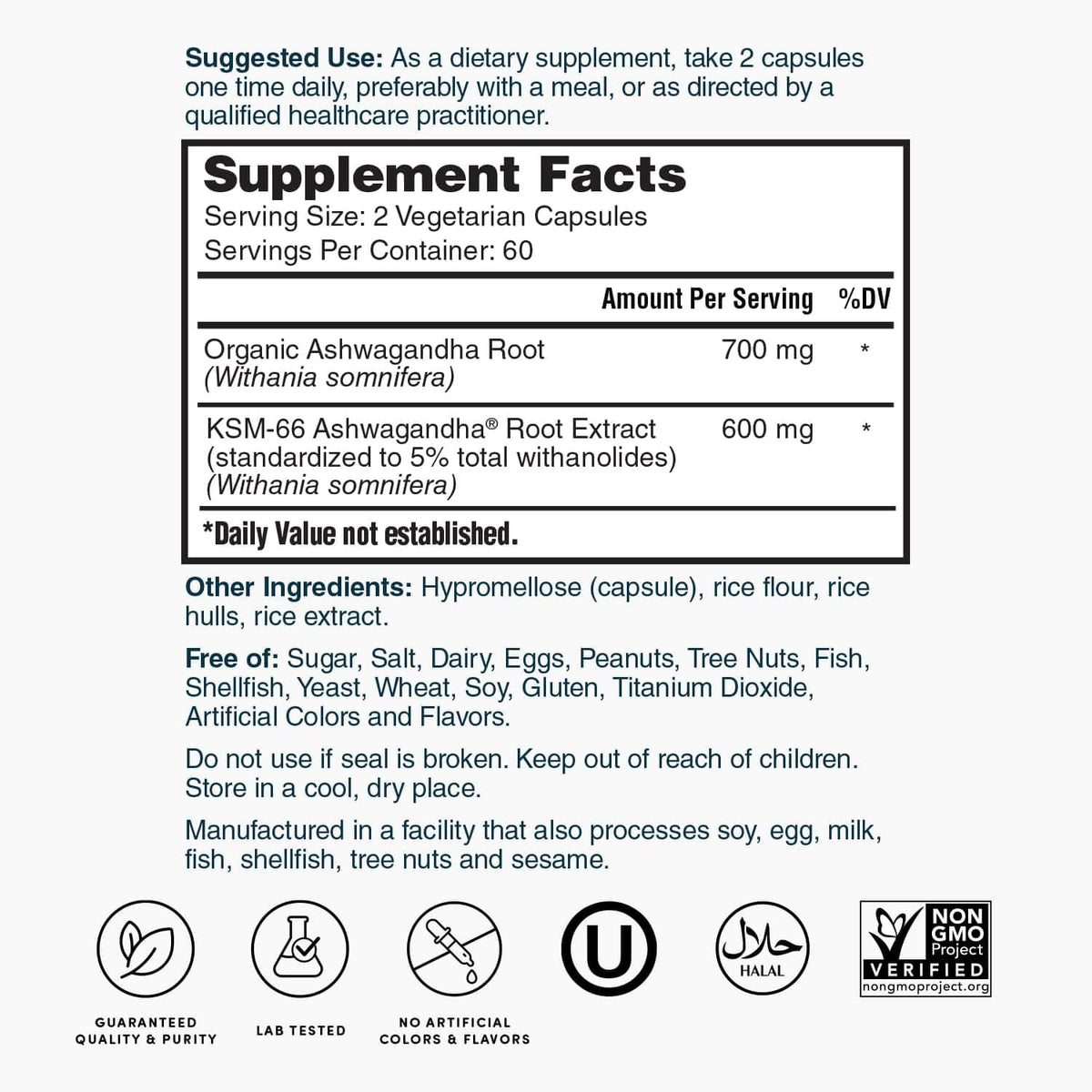 Extra Strength Organic Ashwagandha Root Extract 120 Ct A410