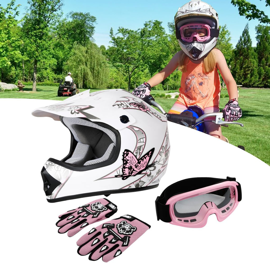 Youth Kids DOT Approved Motocross Helmet with Goggles and Gloves H265605