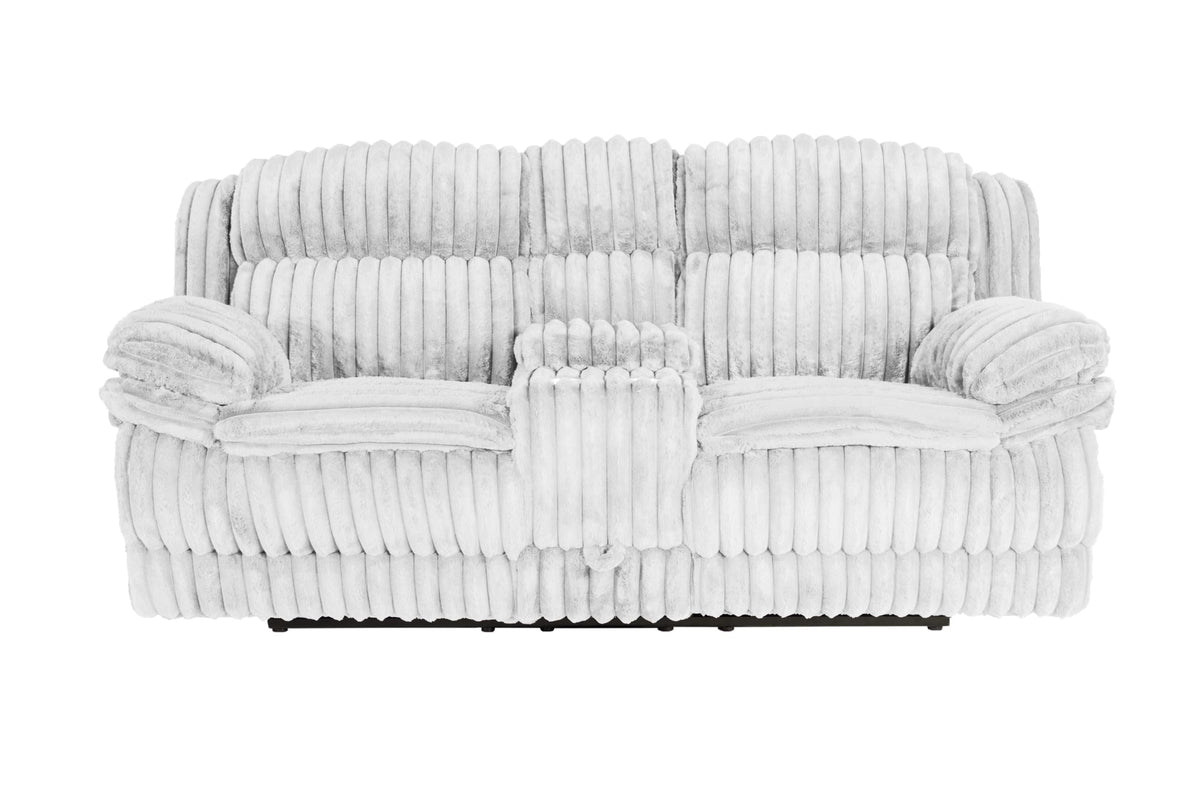 Light Gray Corduroy Manual Motion Loveseat R27373