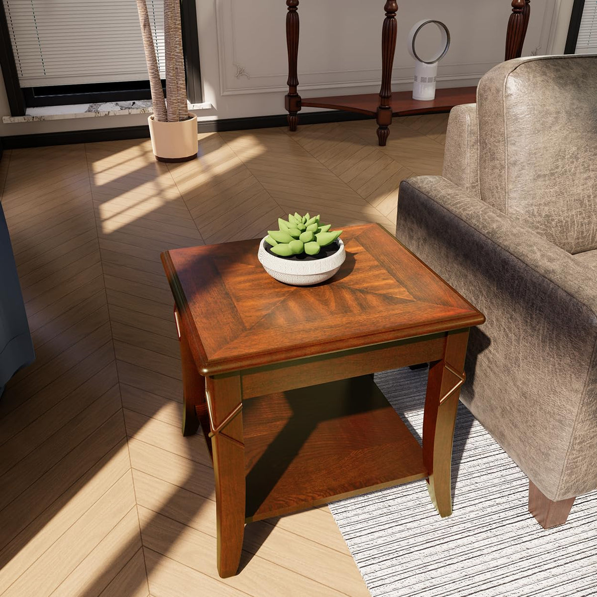 Solid Wood End Table with Storage Shelf O80346