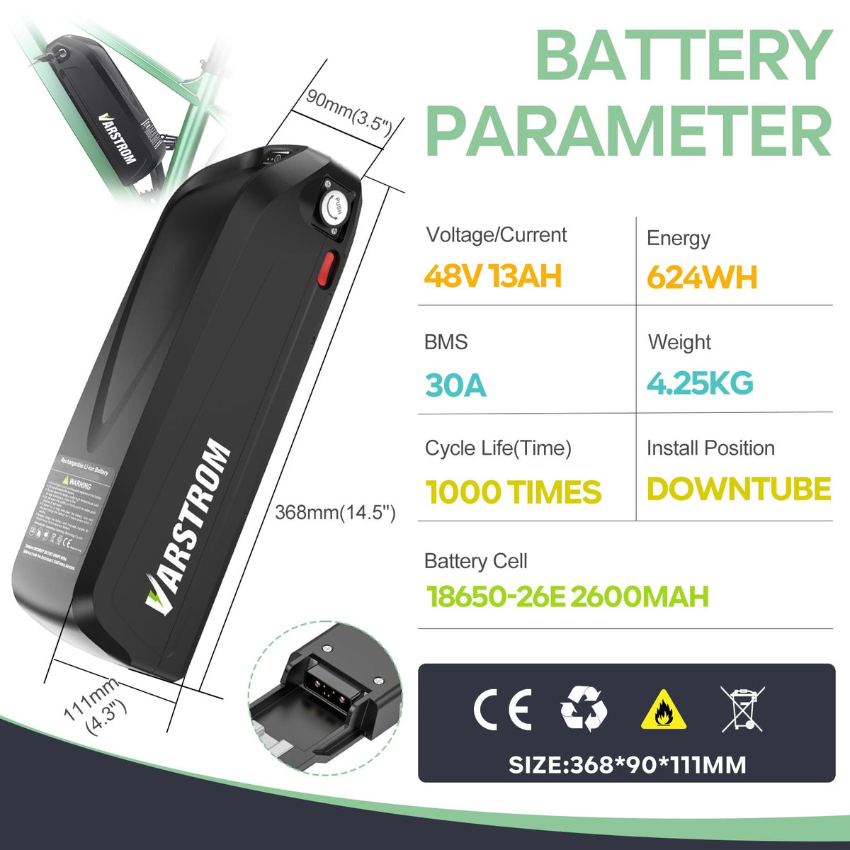 48V 1000W Ebike Conversion Kit with TFT Display and Battery W741670