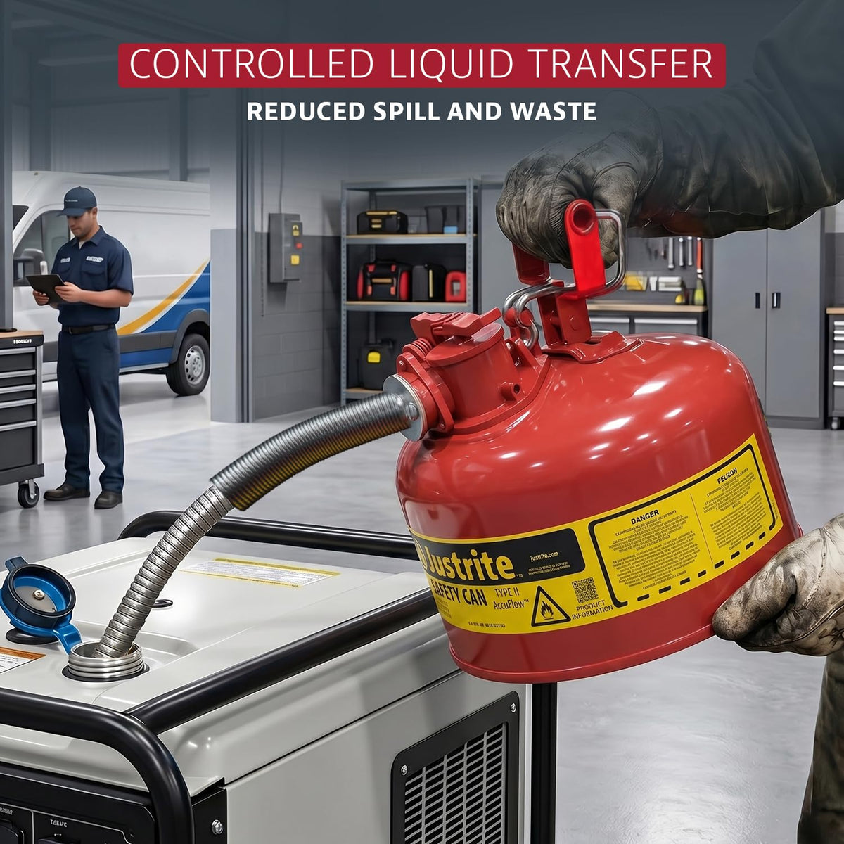 Red Galvanized Steel Gasoline Safety Can S23955