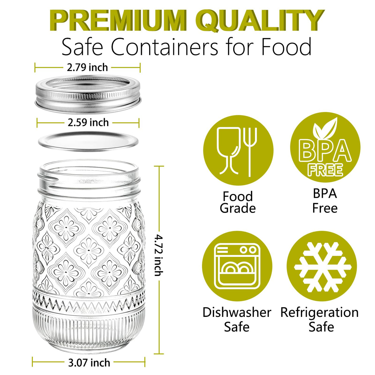 12 oz 20 Pack Mason Jars with Lids and Bands Z1650
