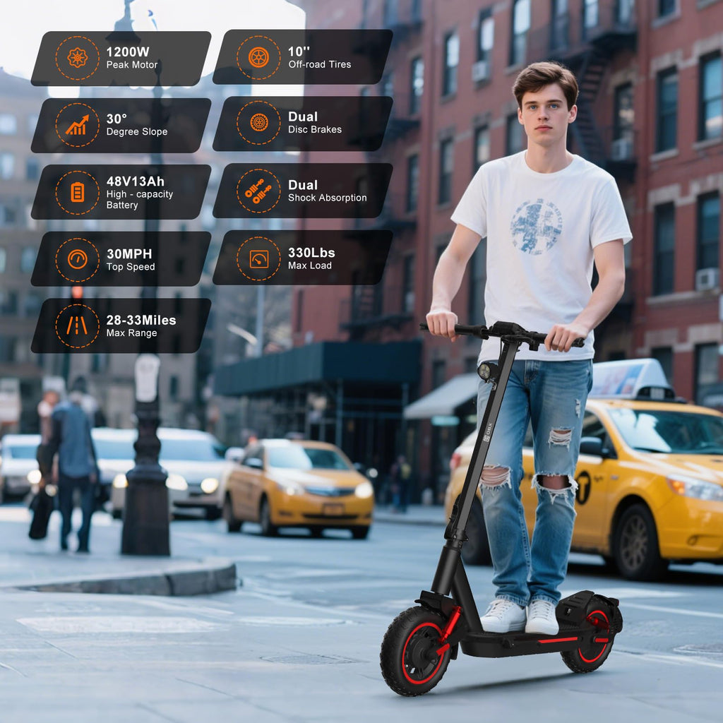 Electric Scooter for Adults, 1200W Motor, 30 MPH, 33 Miles Range, Foldable Q5882