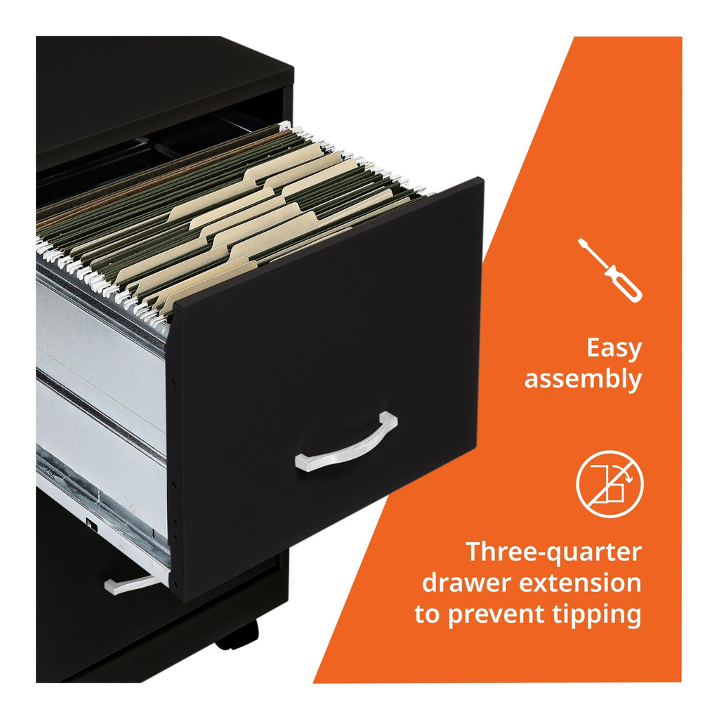 2-Drawer Mobile File Cabinet, Black W86645
