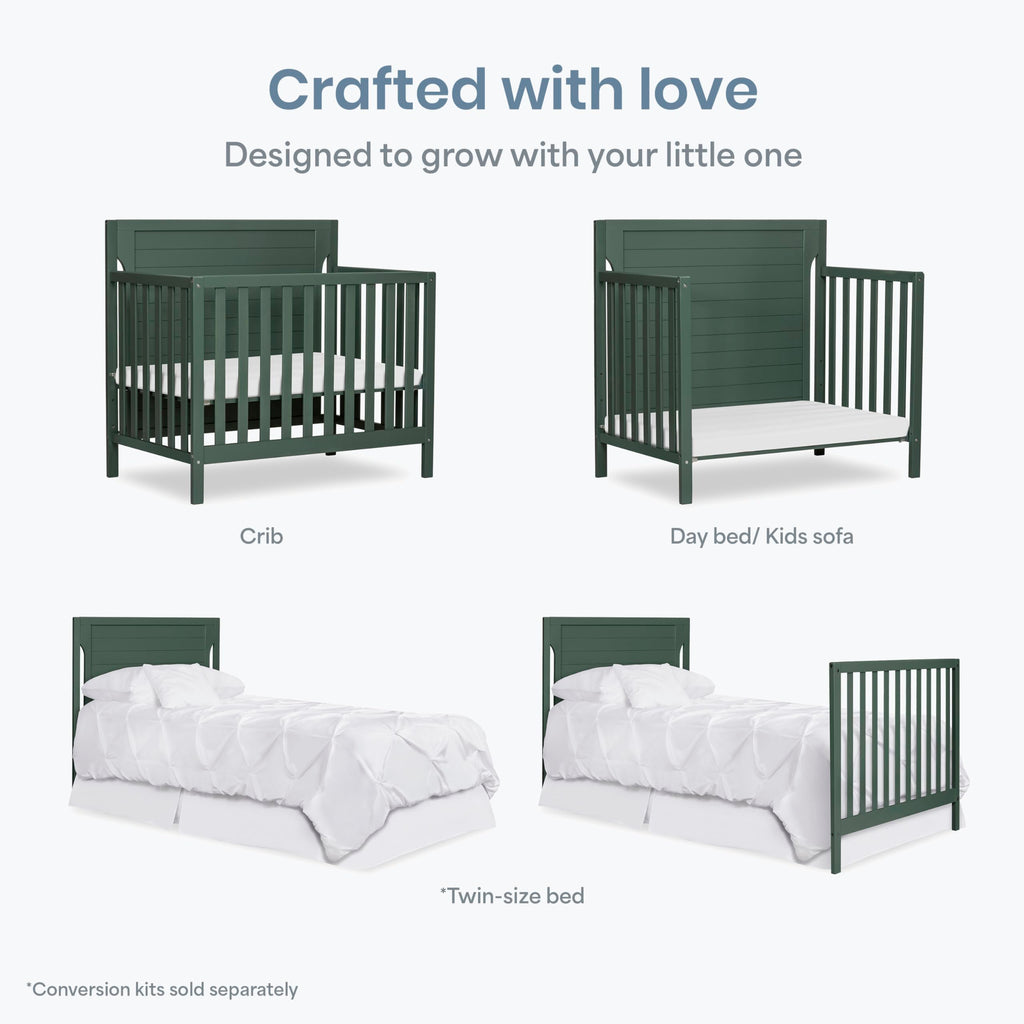 4-in-1 Convertible Mini Baby Crib with Mattress Pad O8925