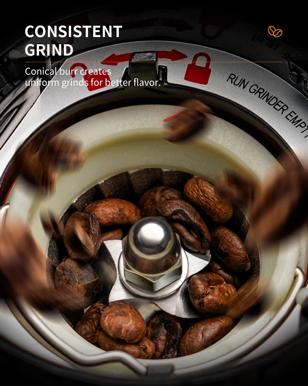 Conical Burr Coffee Bean Grinder, 48 Settings, Silver C836