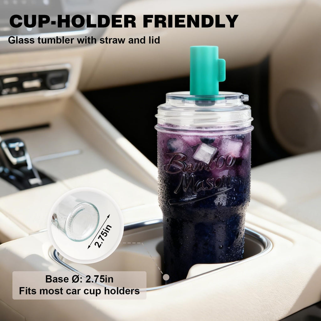 Glass Cups with Lids and Straws 24oz Y112
