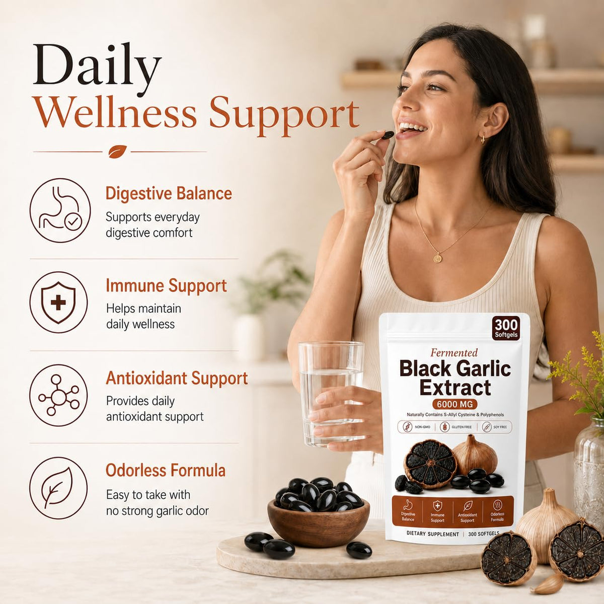 Black Garlic Extract Capsules 300 Softgels K867011