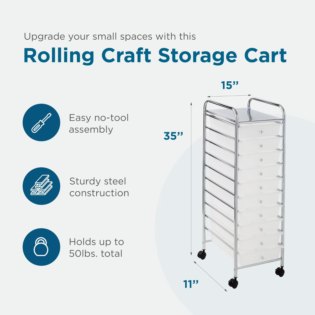 10 Drawer Rolling Storage Cart S248