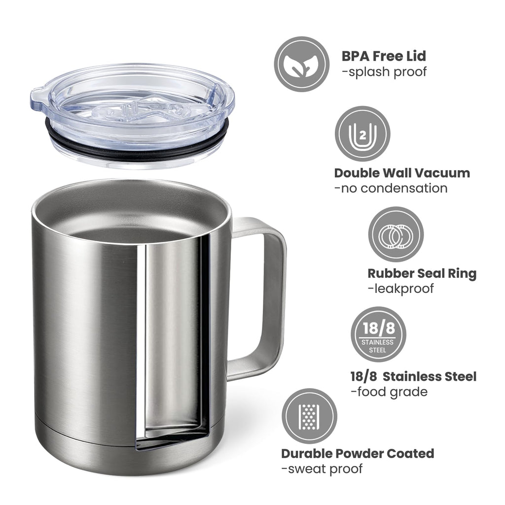 12 oz Stainless Steel Insulated Coffee Mug Set of 2 O47725