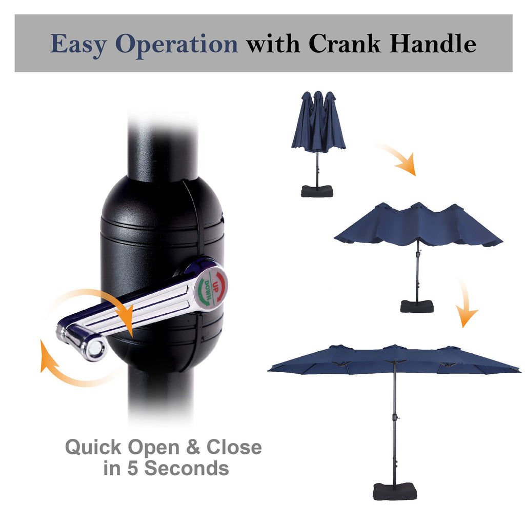 15FT Double-Sided Patio Umbrella with Base P6623
