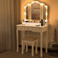 White Makeup Vanity Desk with Mirror and Chair M9788