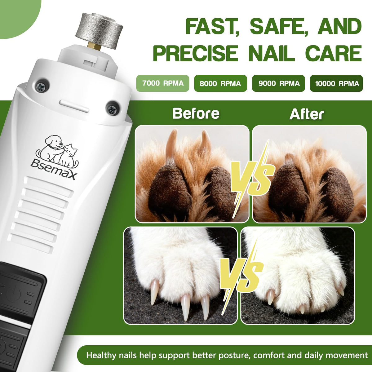 4-Speed Rechargeable Quiet Electric Dog Nail Grinder G874