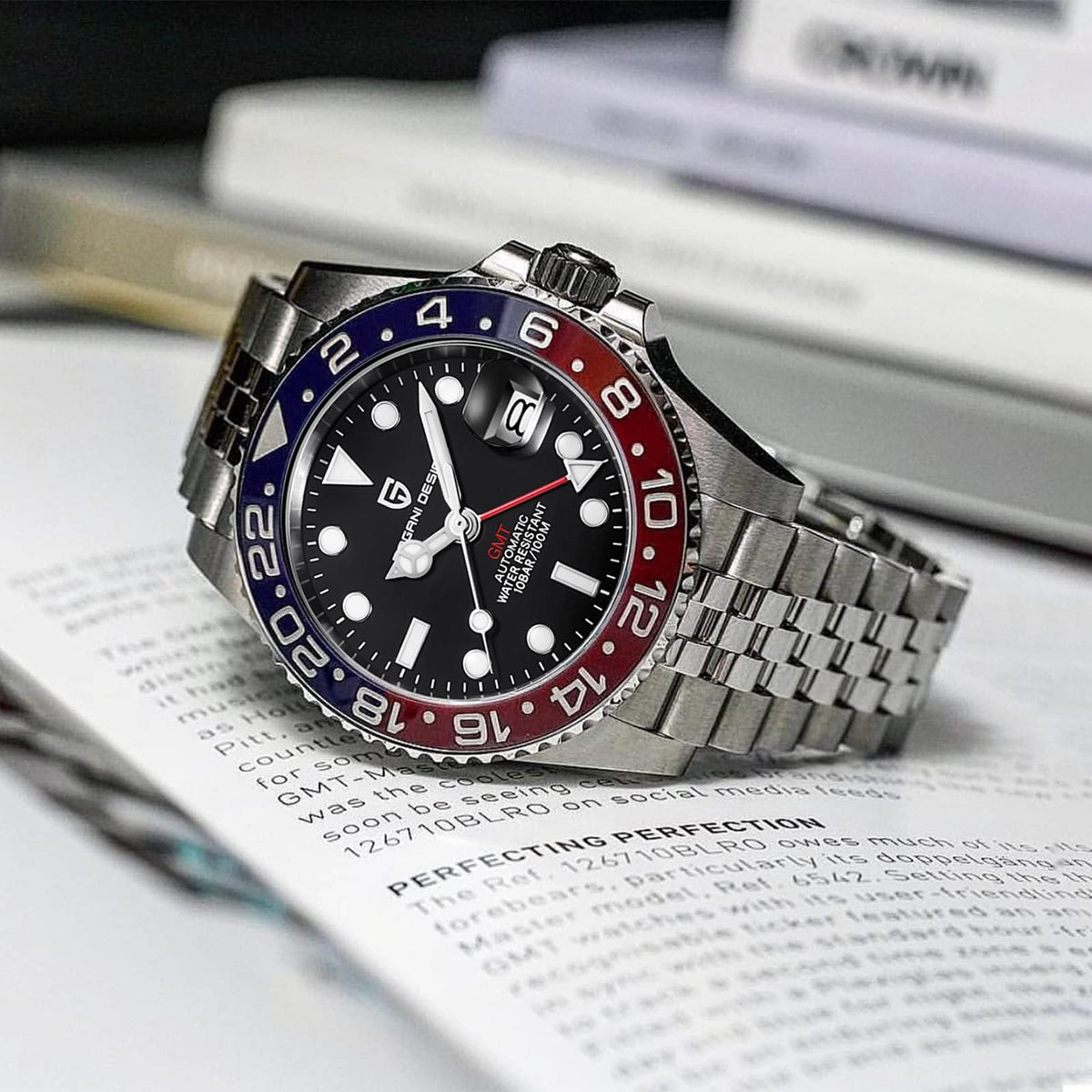 Automatic 40MM Date 100M Waterproof Stainless Steel Sapphire Glass Men Watch Z755