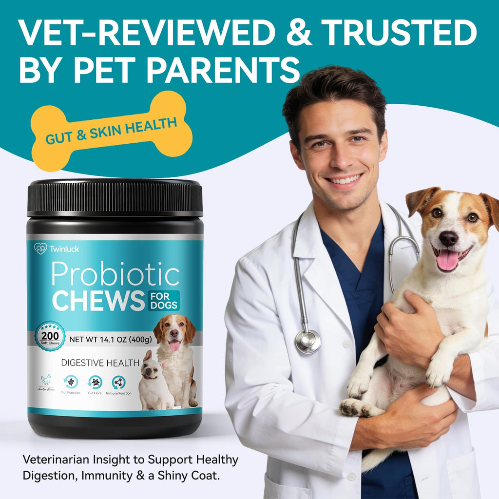Probiotics for Dogs, 200 Soft Chews with Digestive Enzymes and Prebiotics G68222