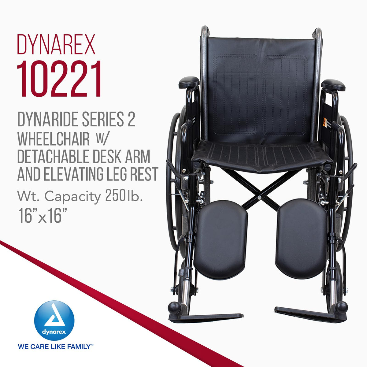 Silver 16 x 16 Wheelchair with Detachable Desk Arms and Elevating Leg Rests F386279