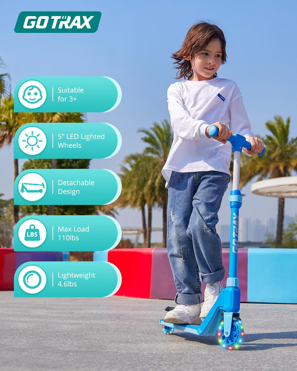 Kids Kick Scooter LED Light 2 Wheels M138