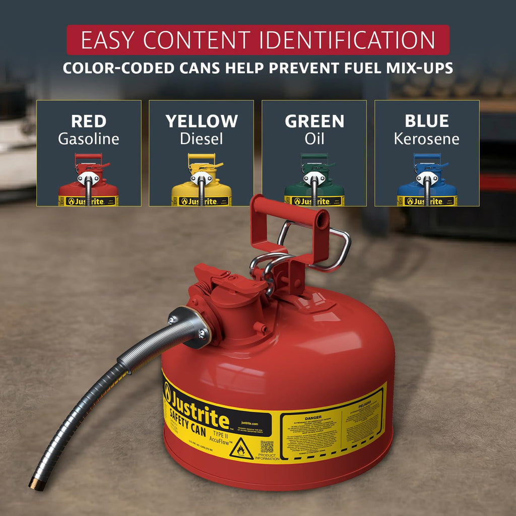 Red Galvanized Steel Gasoline Safety Can S23955