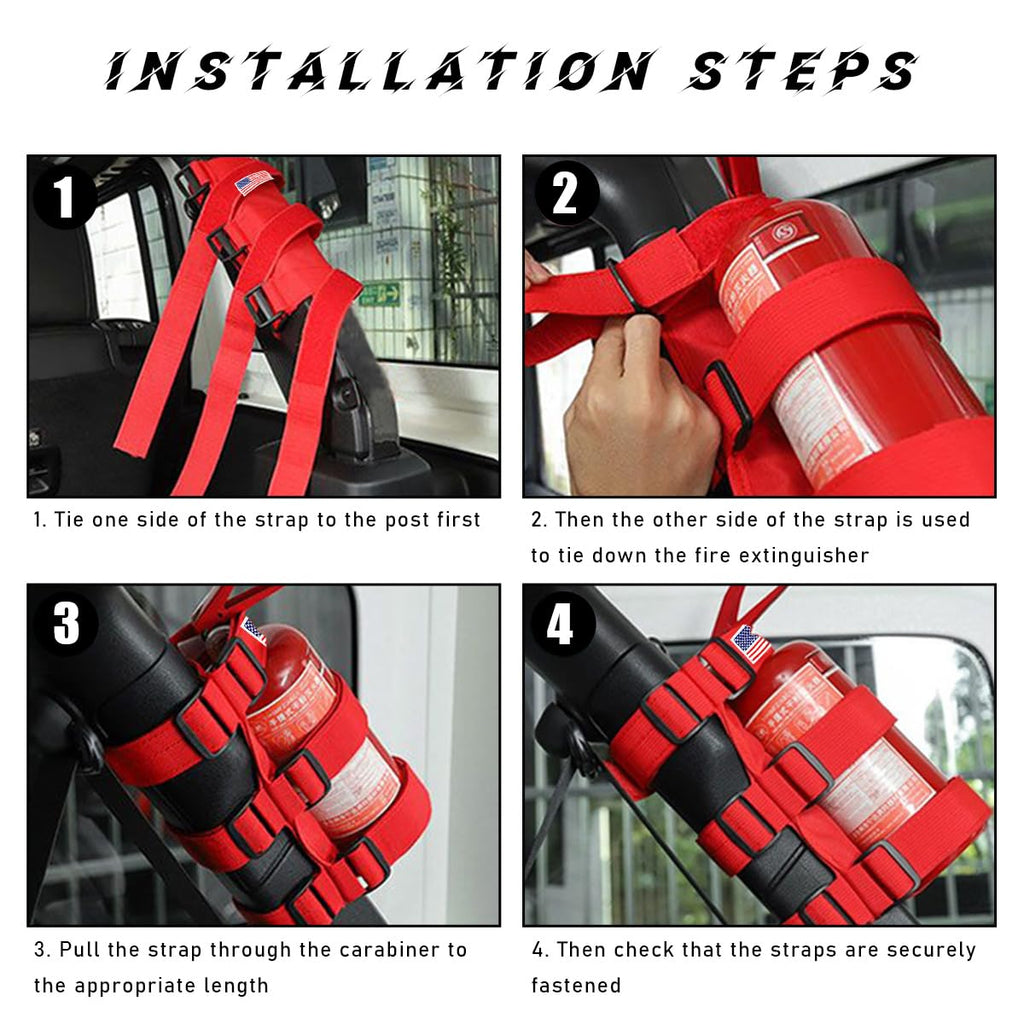 Adjustable Fire Extinguisher Holder with American Flag Pattern Strap H72884