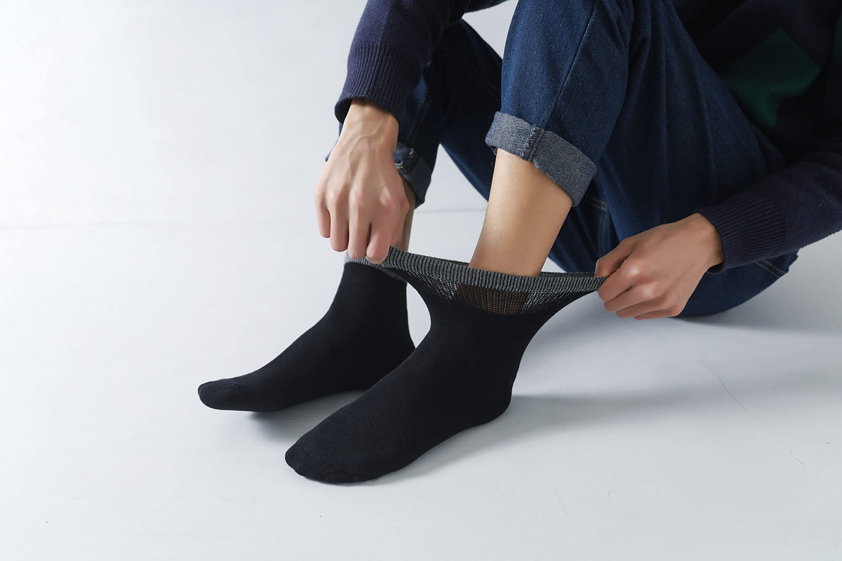 Men's Diabetic Ankle Socks with Seamless Toe, 6 Pairs L Size T7283