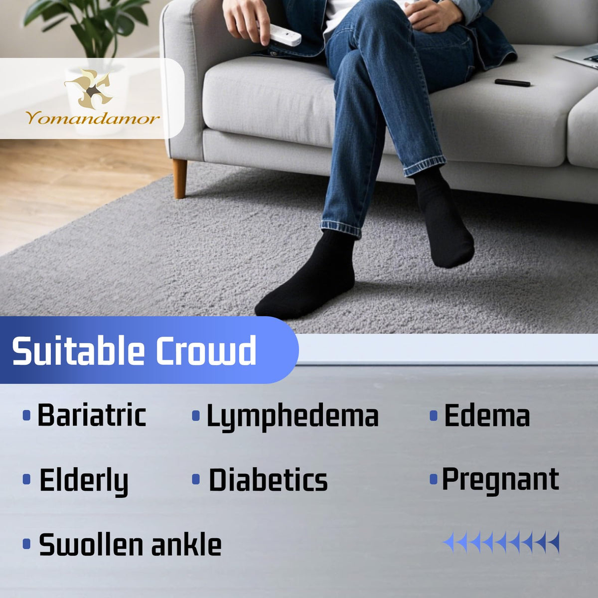 Men's Diabetic Ankle Socks with Seamless Toe, 6 Pairs L Size T7283