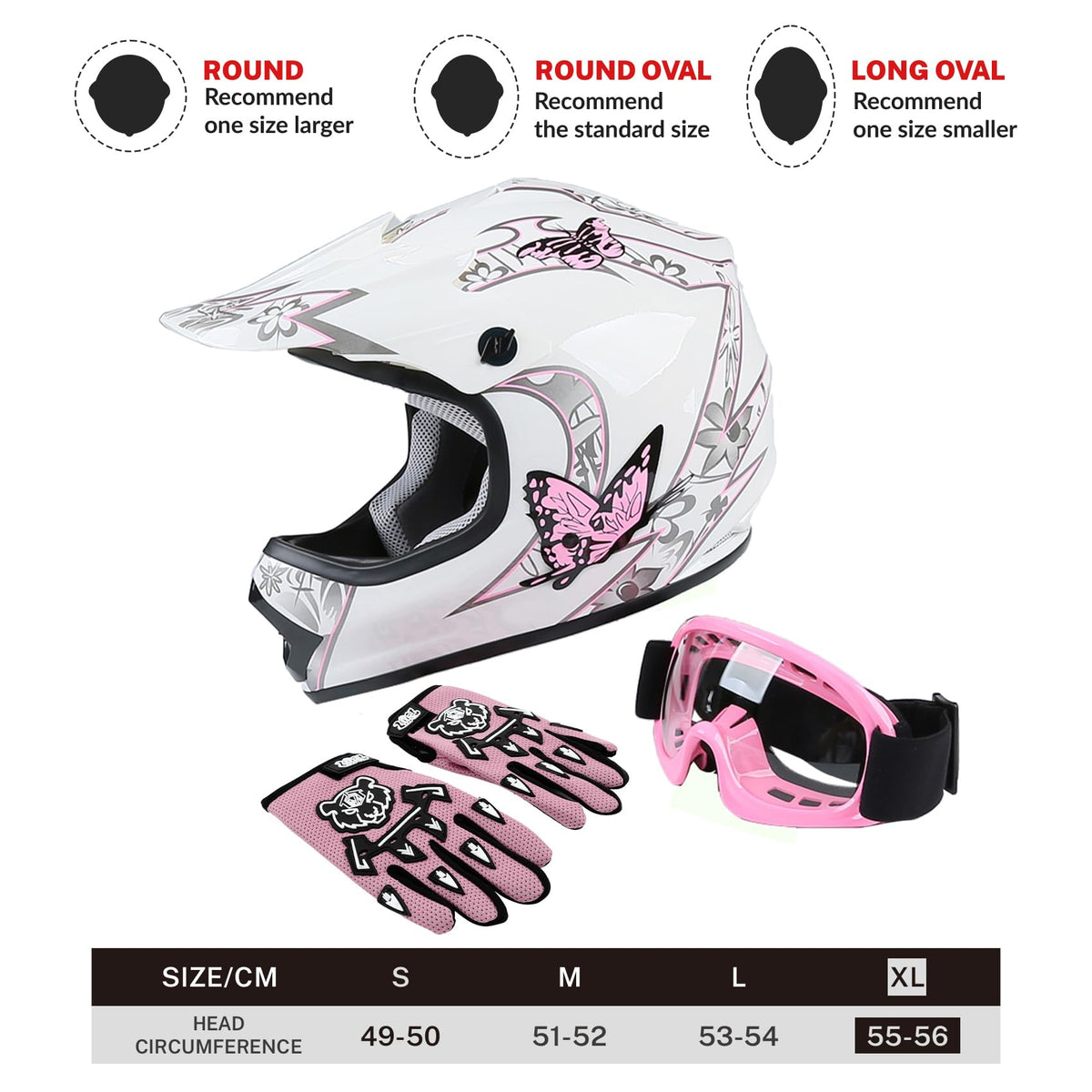 Youth Kids DOT Approved Motocross Helmet with Goggles and Gloves H265605