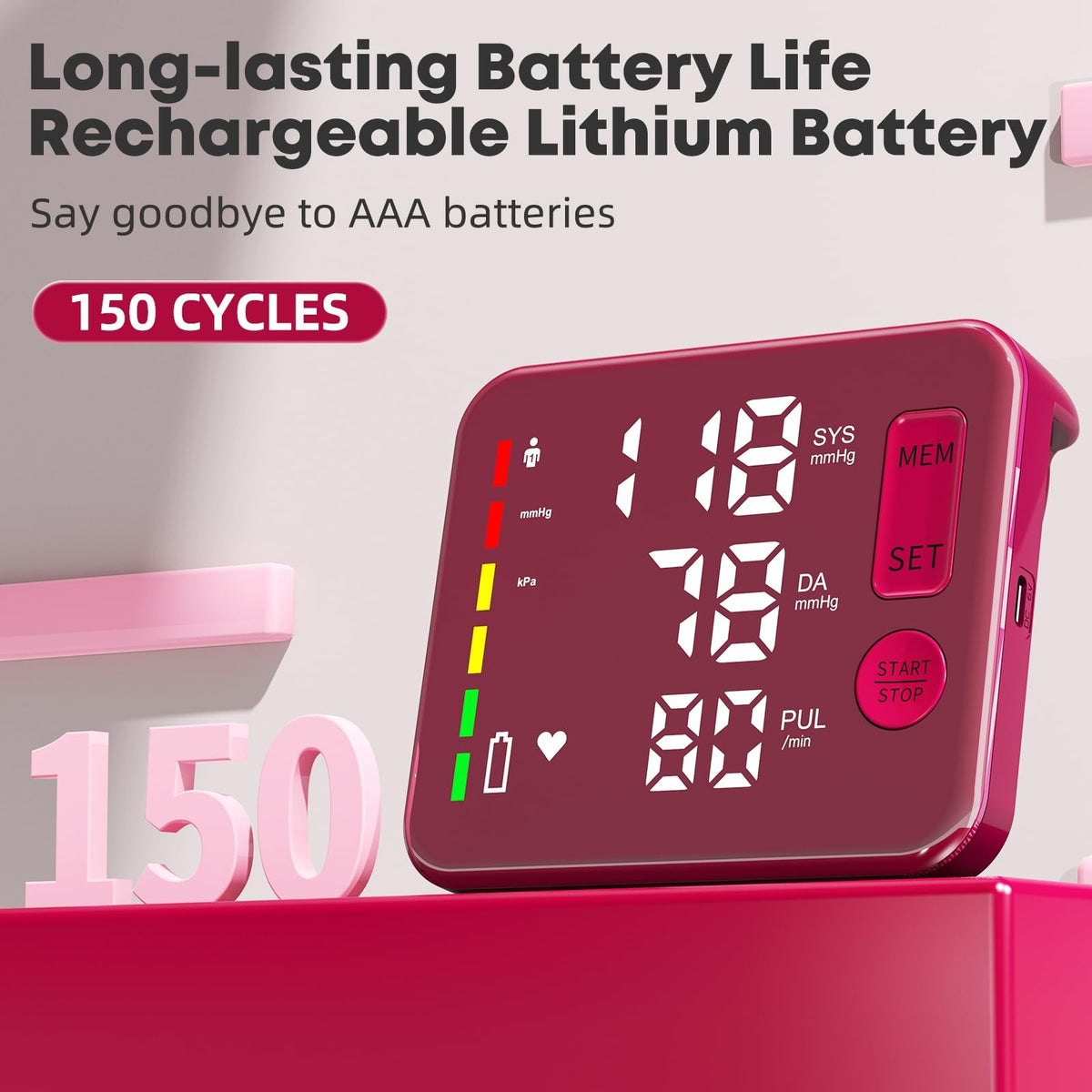 Blood Pressure Monitor Rechargeable Upper Arm S3331