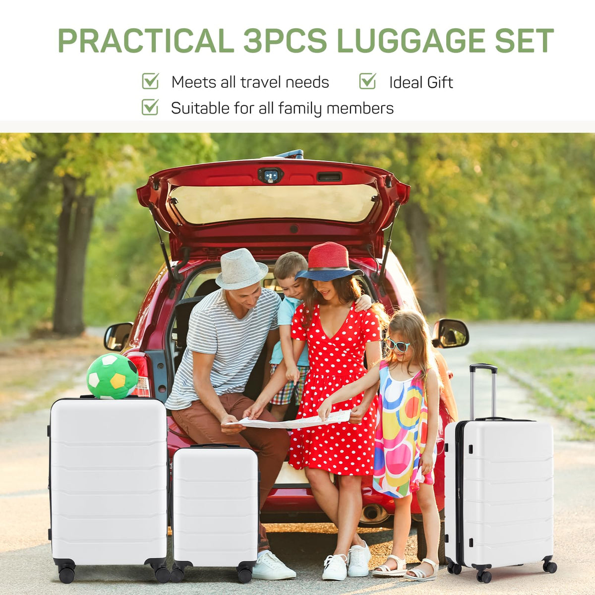 20 Inch White Expandable Hard Shell Carry-On Luggage G8132