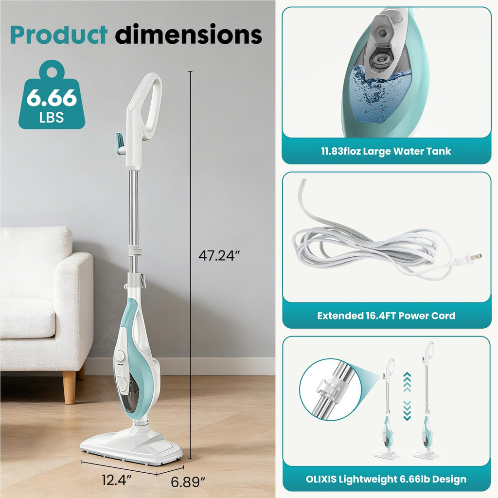 1550W Detachable Handheld Steam Mop with 2 Reusable Pads N83267