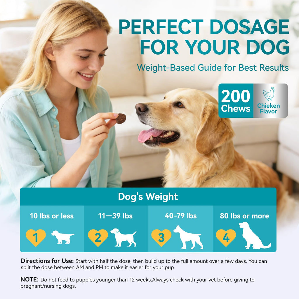 Probiotics for Dogs, 200 Soft Chews with Digestive Enzymes and Prebiotics G68222