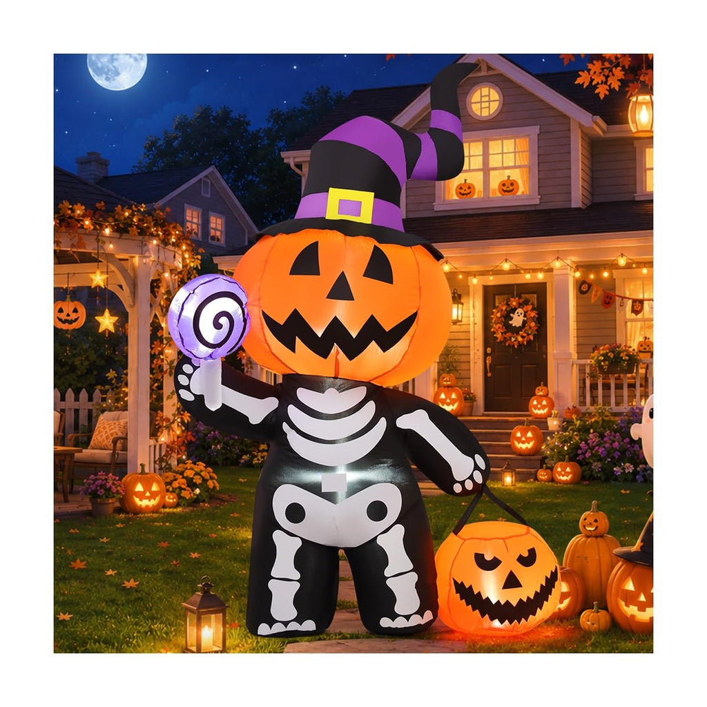 6 FT Inflatable Pumpkin Skull Outdoor Decoration with Built-in LEDs Z336