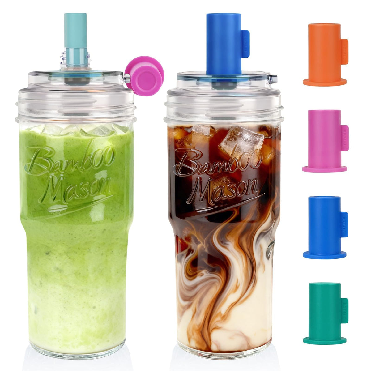 Glass Cups with Lids and Straws 24oz Y112