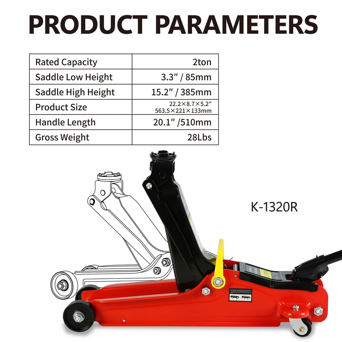 2 Ton Low Profile Heavy Duty Steel Floor Jack O63220