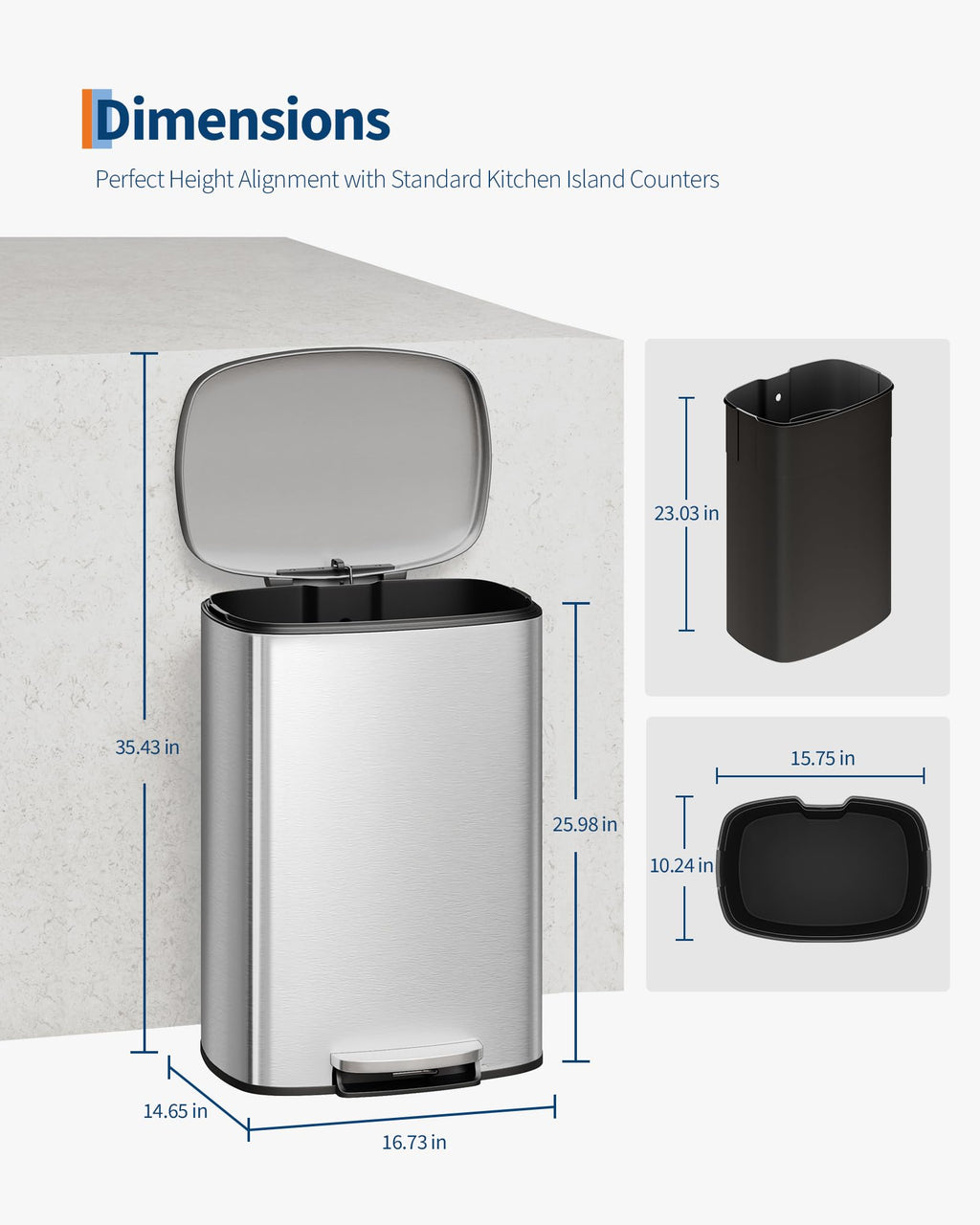 Step-on Stainless Steel Kitchen Trash Can 13 Gal S254